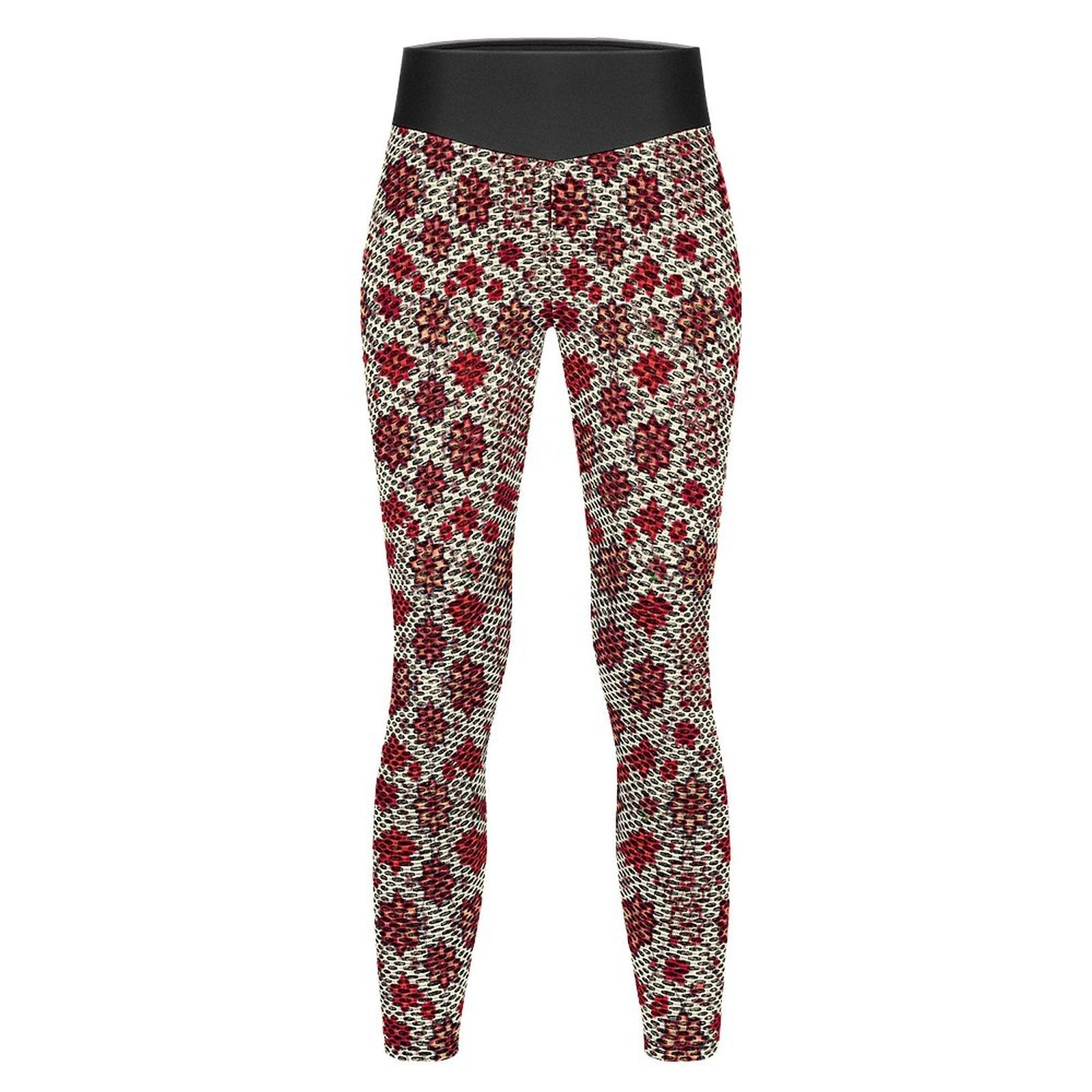 Munsieur Custom Printed Honeycomb Textured Yoga Leggings for Women