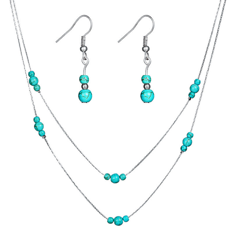 Vintage Bohemian Natural Turquoise Stone Jewelry Set