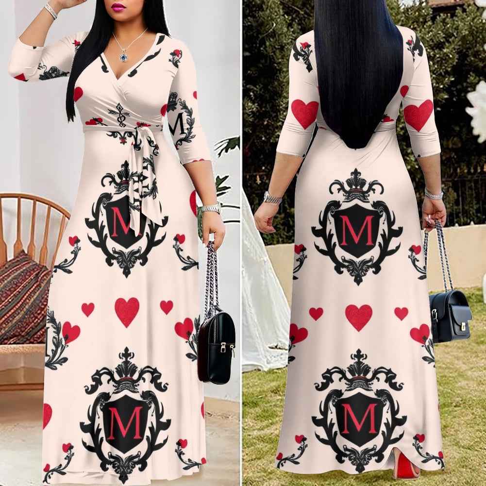 MUNSIEUR V-neck Maxi Dress Valentine's Day Collection New Arrivals