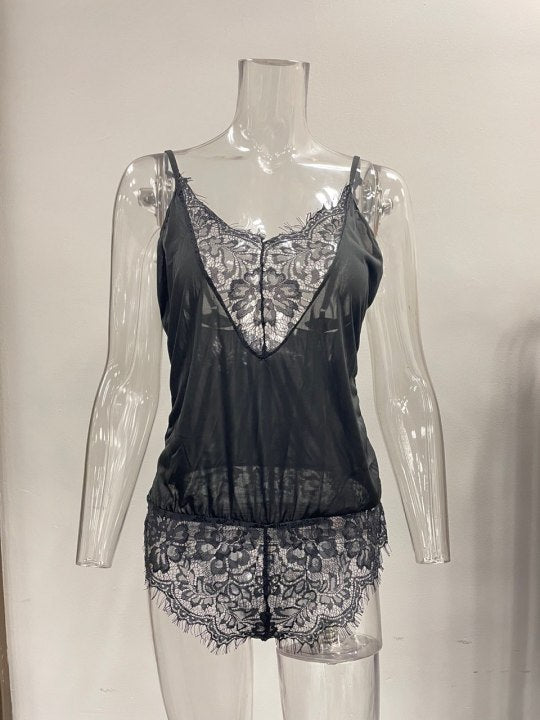 Lace Spaghetti-Strap Pajamas Sleepwear