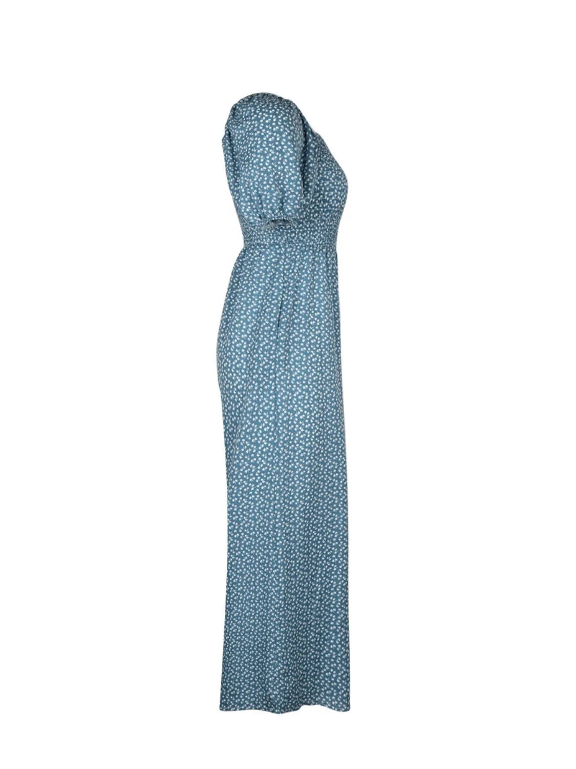 Printed Square Neck Puff Sleeve Jumpsuit