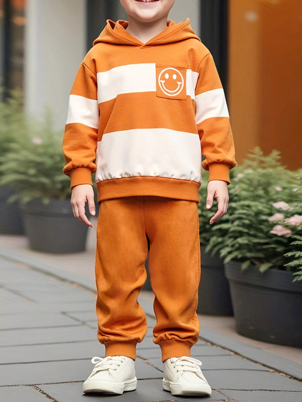 Children's Cotton Color Block Hoodie & Pants Set