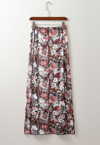 MUNSIEUR Floral Maxi Skirt - Luxury Elastic Waist Skirt for Women