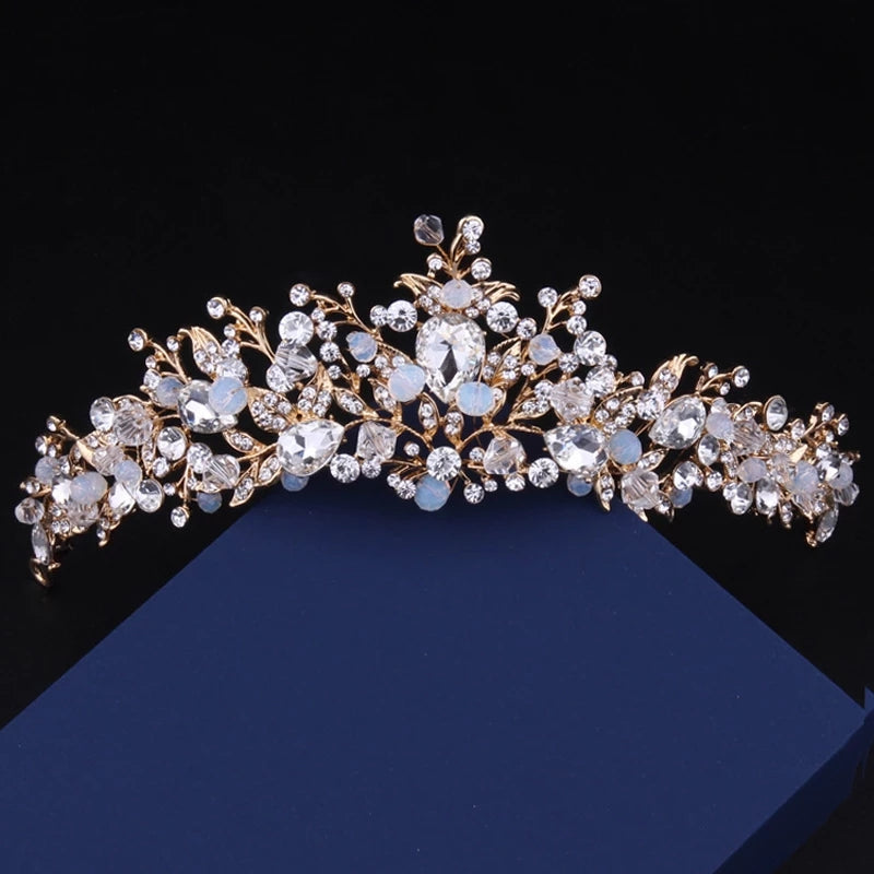 Silver & Light Blue Princess Tiara – Queen Headdress for Bridal or Cosplay