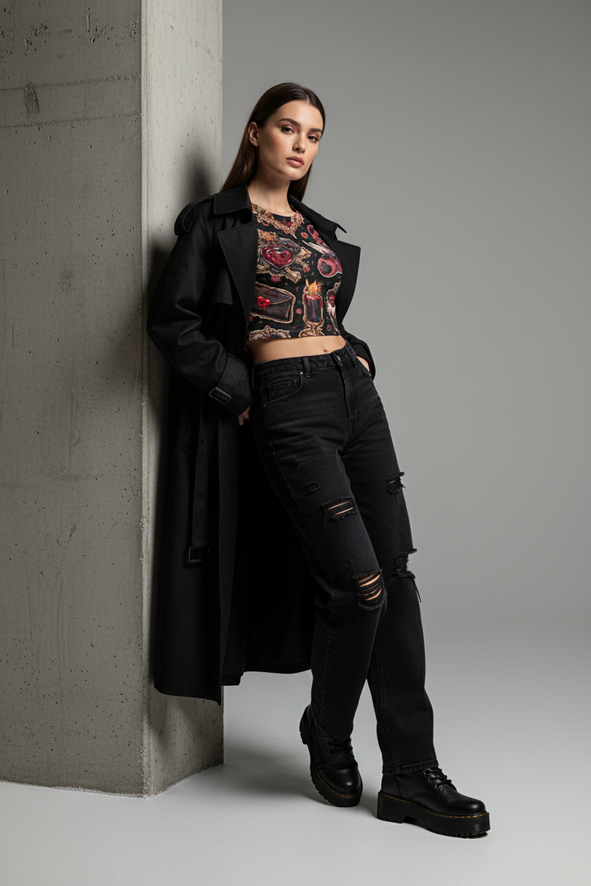 MUNSIEUR Tight cropped navel-baring T-shirt Valentine's Day Collection