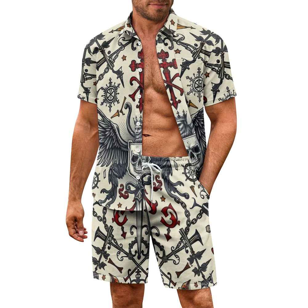 Men's Tropical Shorts Set - Two Piece Summer Beach Outfit