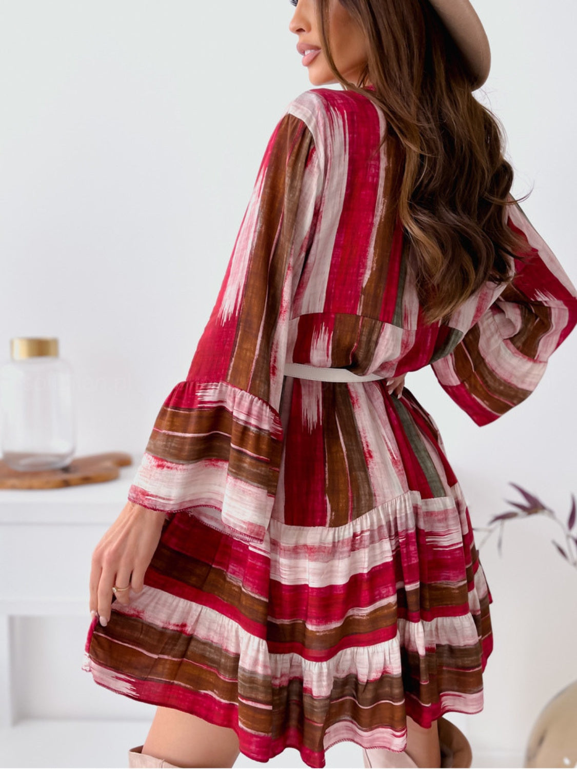 Women's Striped Long Sleeve Mini Dress