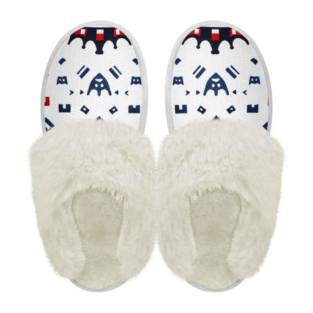 MUNSIEUR Cotton Slippers with Fur Edges