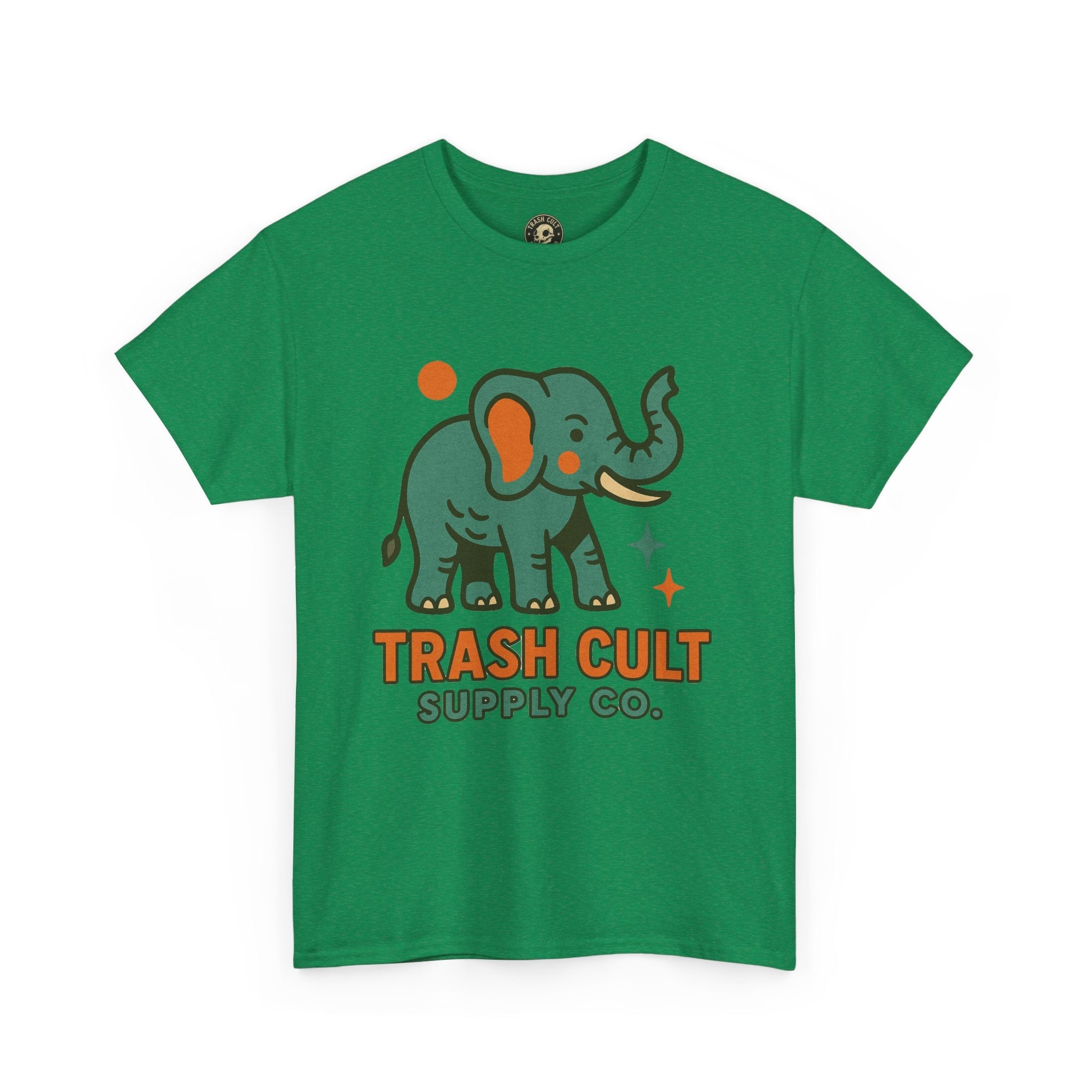 Trash Cult Elephant Unisex Heavy Cotton Tee, Eco-Friendly Shirt, Cool Casual Tee, Gift for Animal Lovers, Vintage Style T-Shirt
