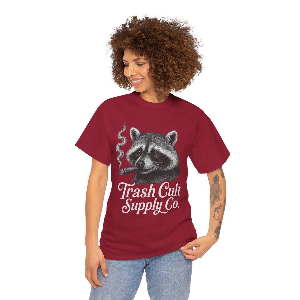 Monochrome Raccoon Cigar Shirt – Trash Cult Supply Co. | Gildan 5000 Tee