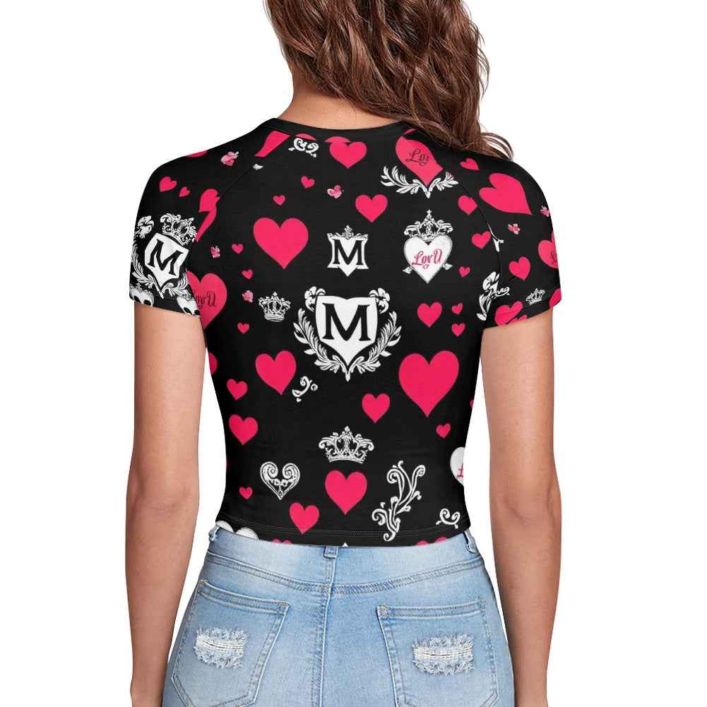 MUNSIEUR Tight cropped navel-baring T-shirt Valentine's Day Collection