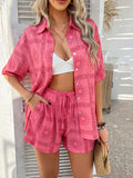 Women's Devine Printed Button-Down Romper Set Bottoms