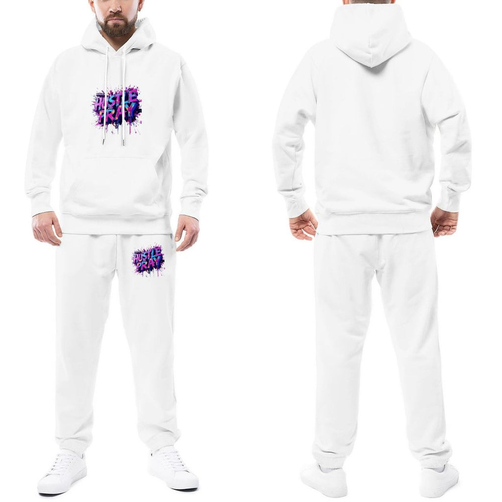 Munsieur Design Graphic Hoodie Set for Men "Hustle and Pray"