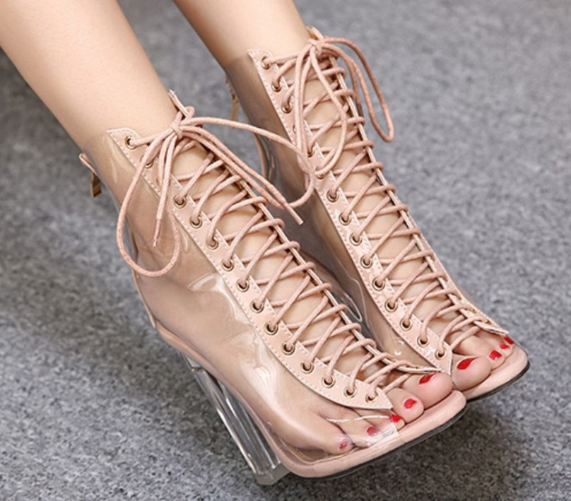 Women's European Station Star Models Sexy High Heels See thru