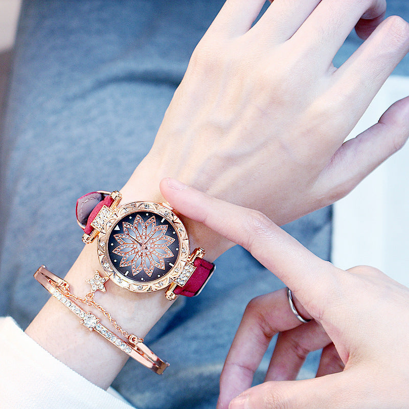 Women's Rotating Luxury Watch Set Casual Design