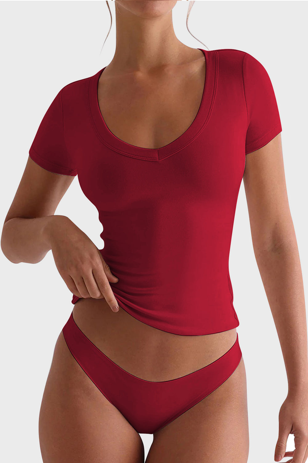 Women's Scoop Collar Fitted T-Shirt