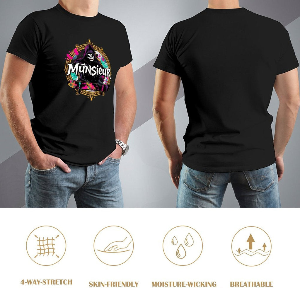 Munsieur New Skool Tee for Men – Skull Skateboard Graphic Tee