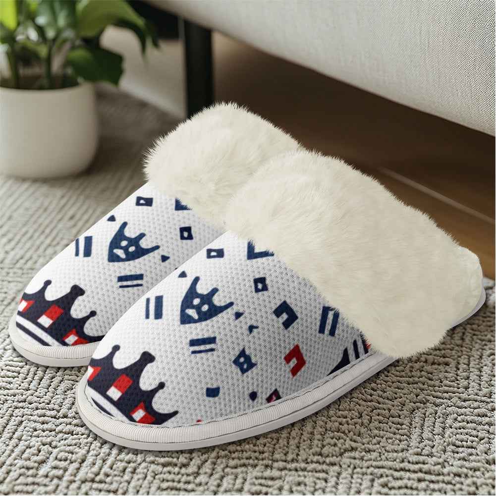 MUNSIEUR Cotton Slippers with Fur Edges