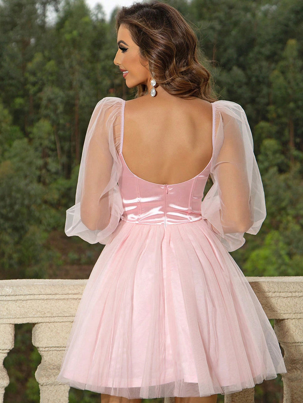 Balloon Sleeve Mini Dress