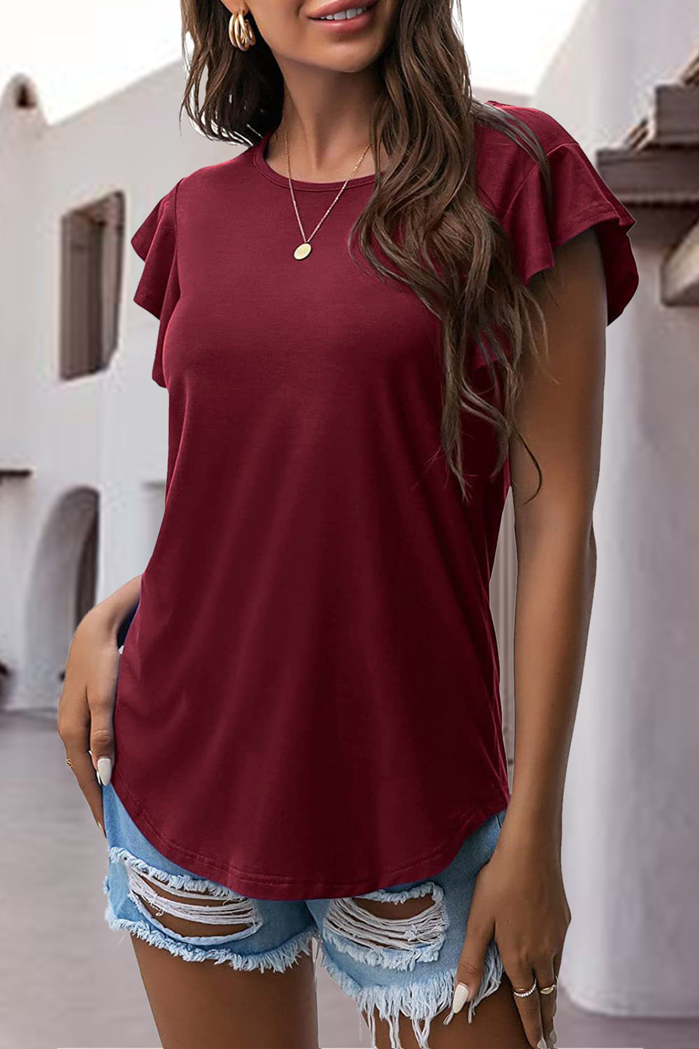 Ruffled Sleeve Blouse