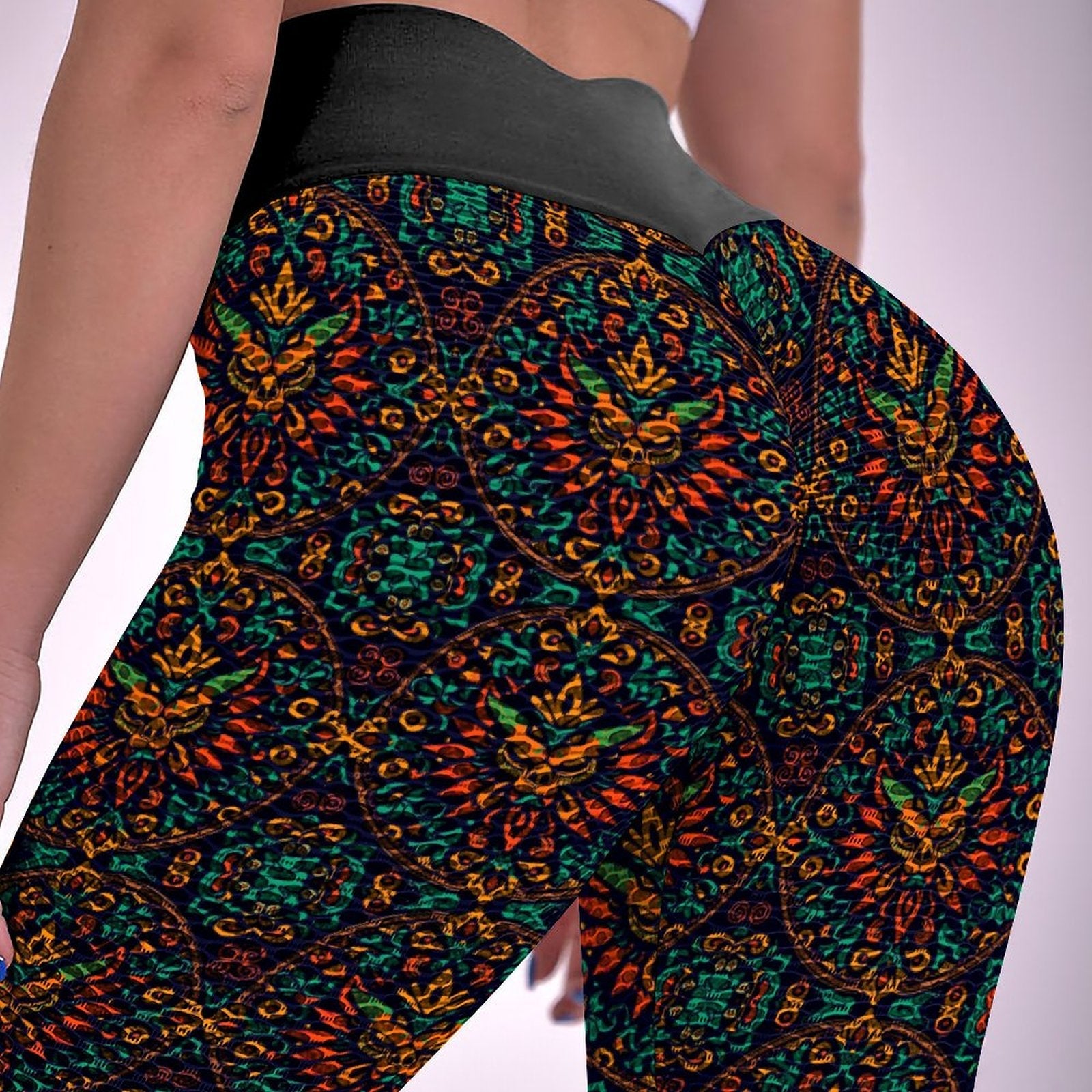 Munsieur Custom Printed Honeycomb Textured Yoga Leggings for Women