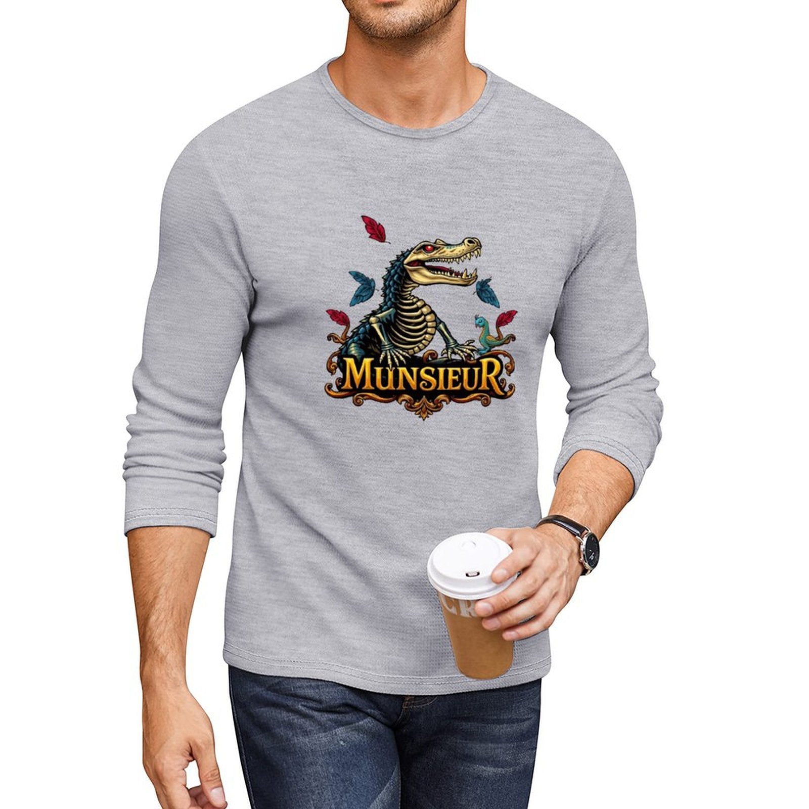 Munsieur Long Sleeve Tee for Men: Relaxed Fit with a Modern Edge