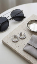 The "Star Ring" Baguette C-Hoops | 925 Silver & 18K Gold Plated