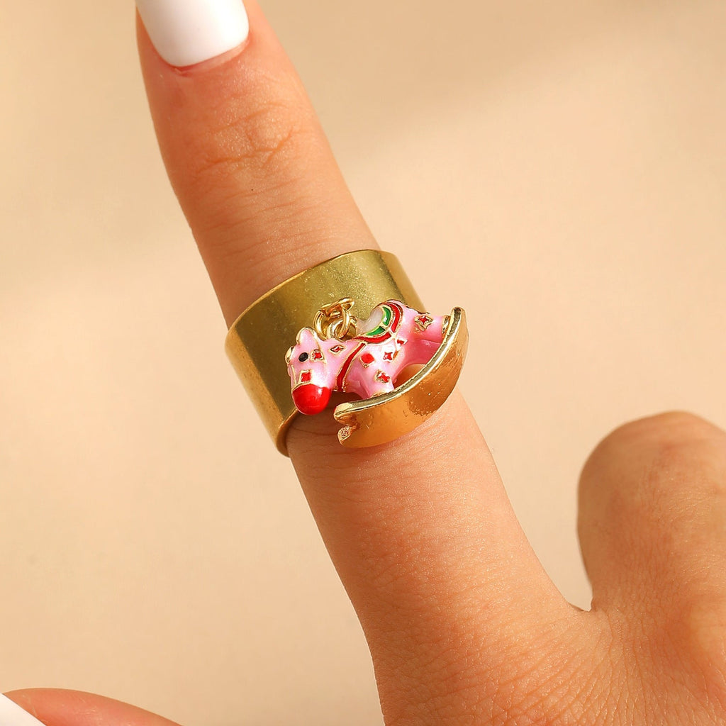Enamel Pony Horse Brings Money Ring
