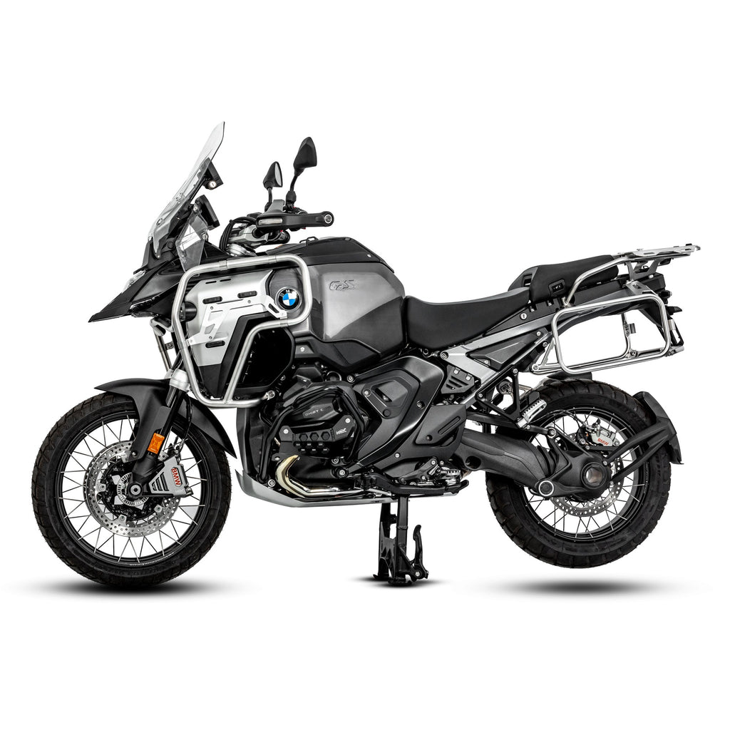 LOBOO Upper Crash Bar for BMW R1300GS Adventure (2024-on) – 304 Stainless Steel, Multi-Point Support, Silver / Black Finish