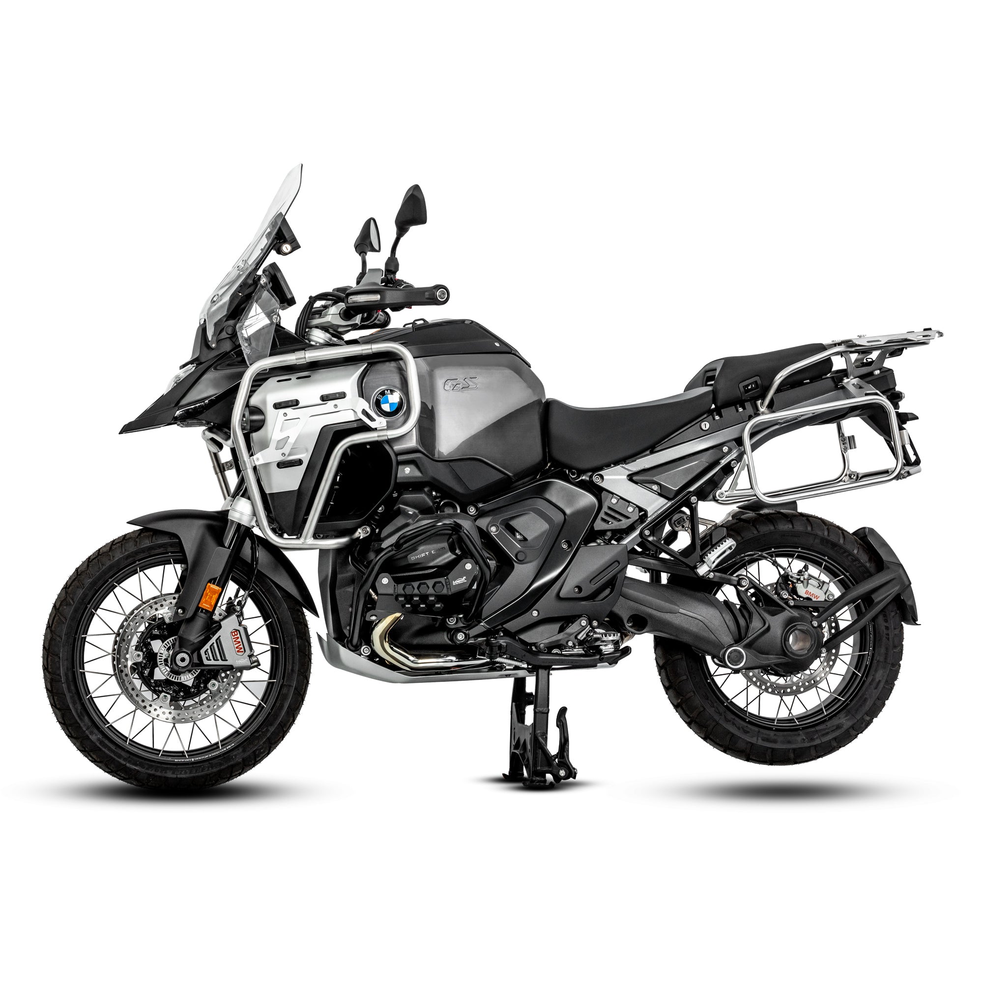 LOBOO Upper Crash Bar for BMW R1300GS Adventure (2024-on) – 304 Stainless Steel, Multi-Point Support, Silver / Black Finish