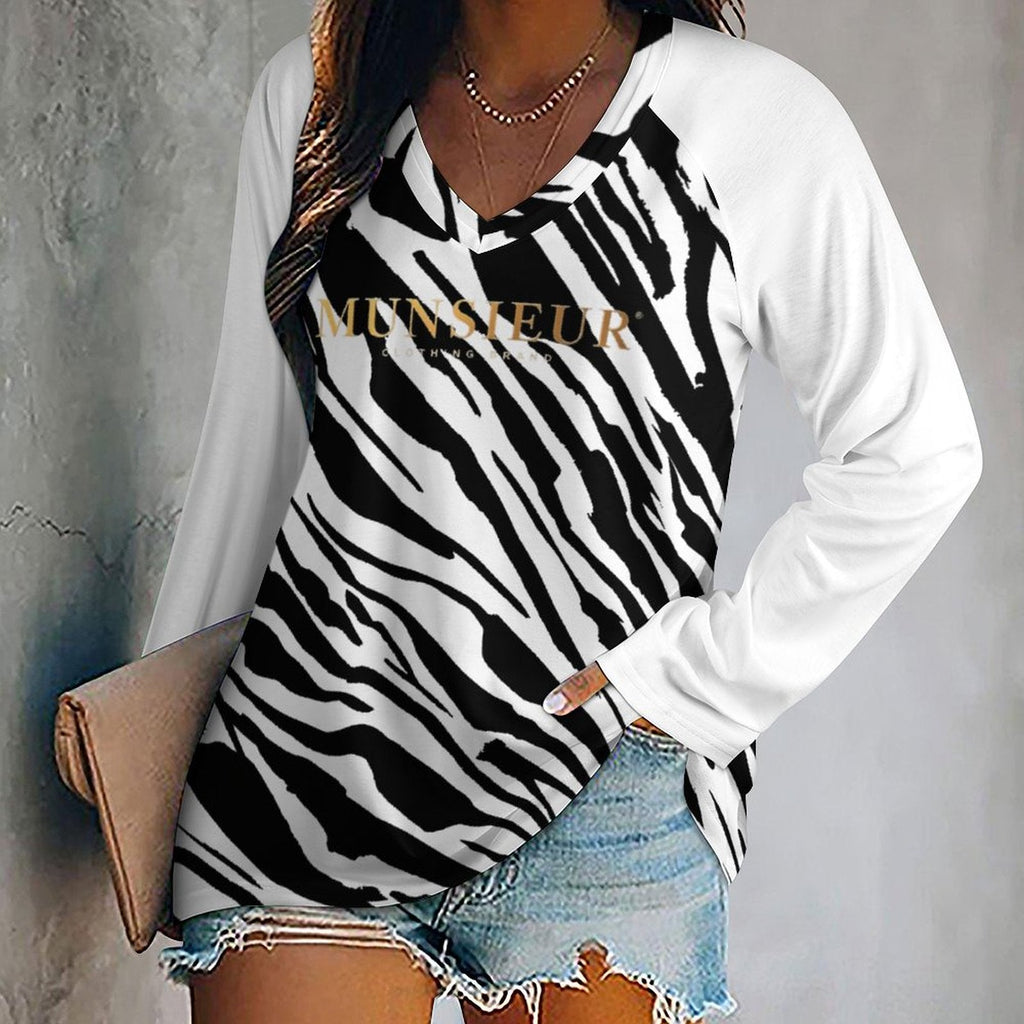 Munsieur Premium V-neck Loose Long Sleeve T-shirt Women’s