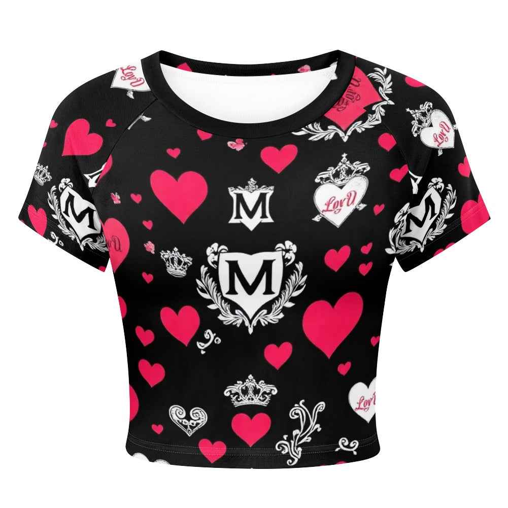 MUNSIEUR Tight cropped navel-baring T-shirt Valentine's Day Collection