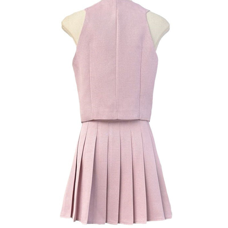 Women's Tennis Skirt Set + Blouse High Waist Pleated Two-piece
