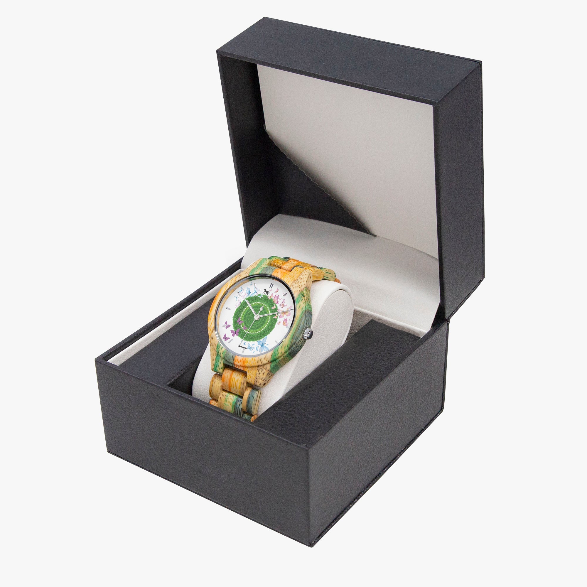 884. Camouflage Wooden Watch - Green&Blue