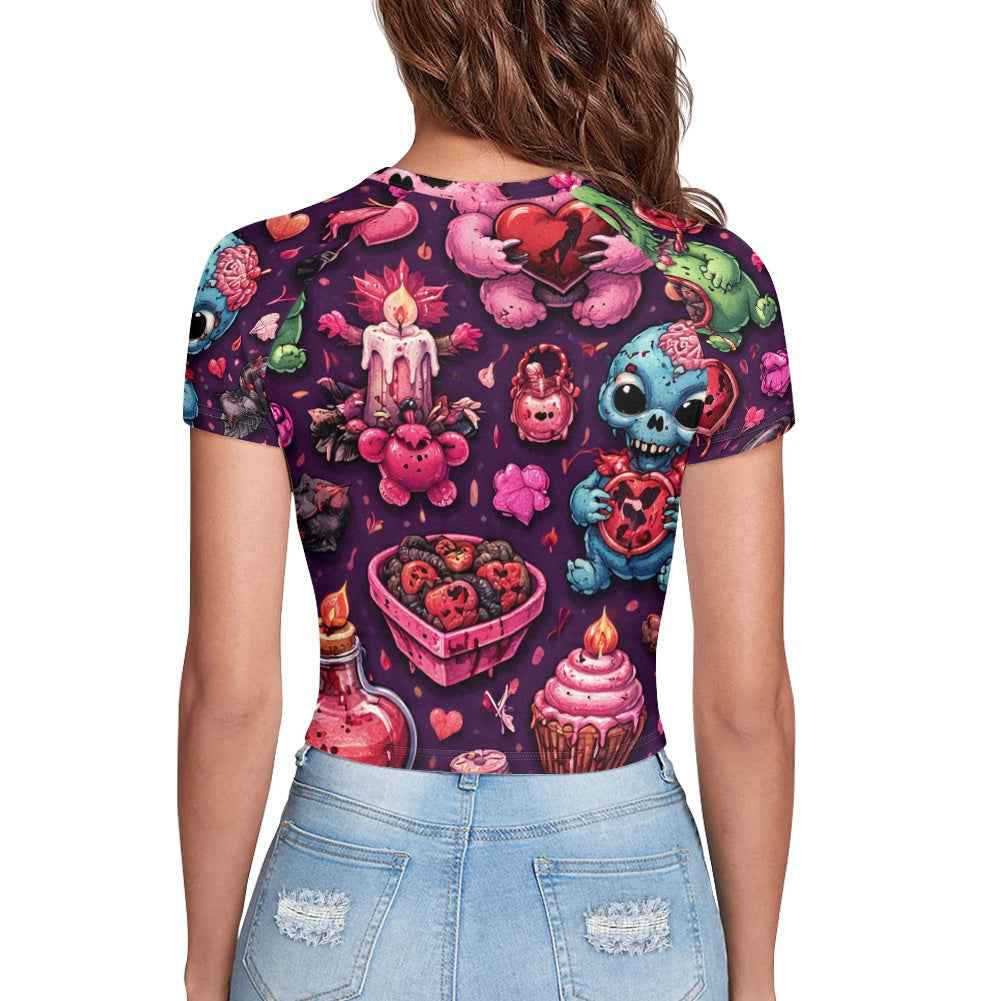 MUNSIEUR Tight cropped navel-baring T-shirt Valentine's Day Collection