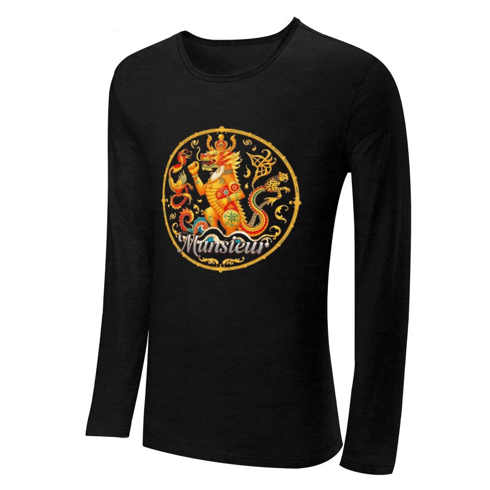 Munsieur Long Sleeve Tee for Men: Luxe Fabric, Tailored Fit