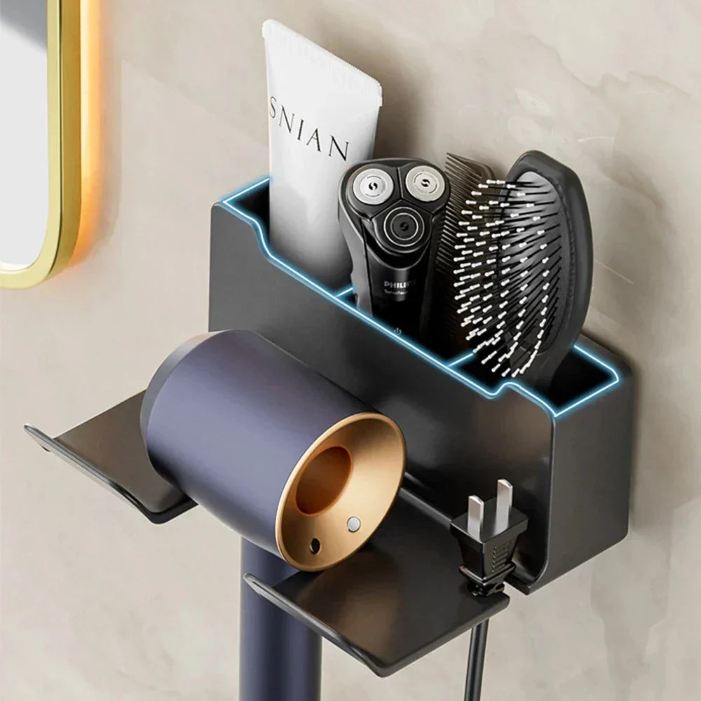 DecorBites™ Hair Dryer Holder and Bathroom Shelves with Storage Box