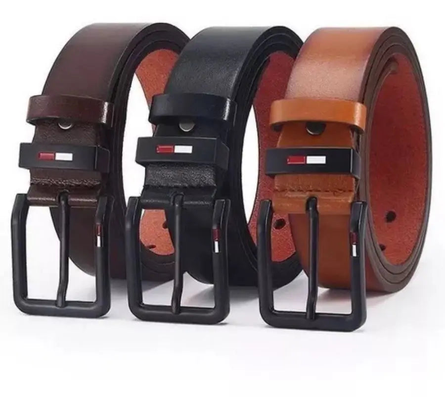 Men's PU Leather Belt with Alloy Square Pin Buckle - 47.2in (120cm) x 1.5in (3.8cm) | Business & Casual Waist Belt - Black Coffee Brown