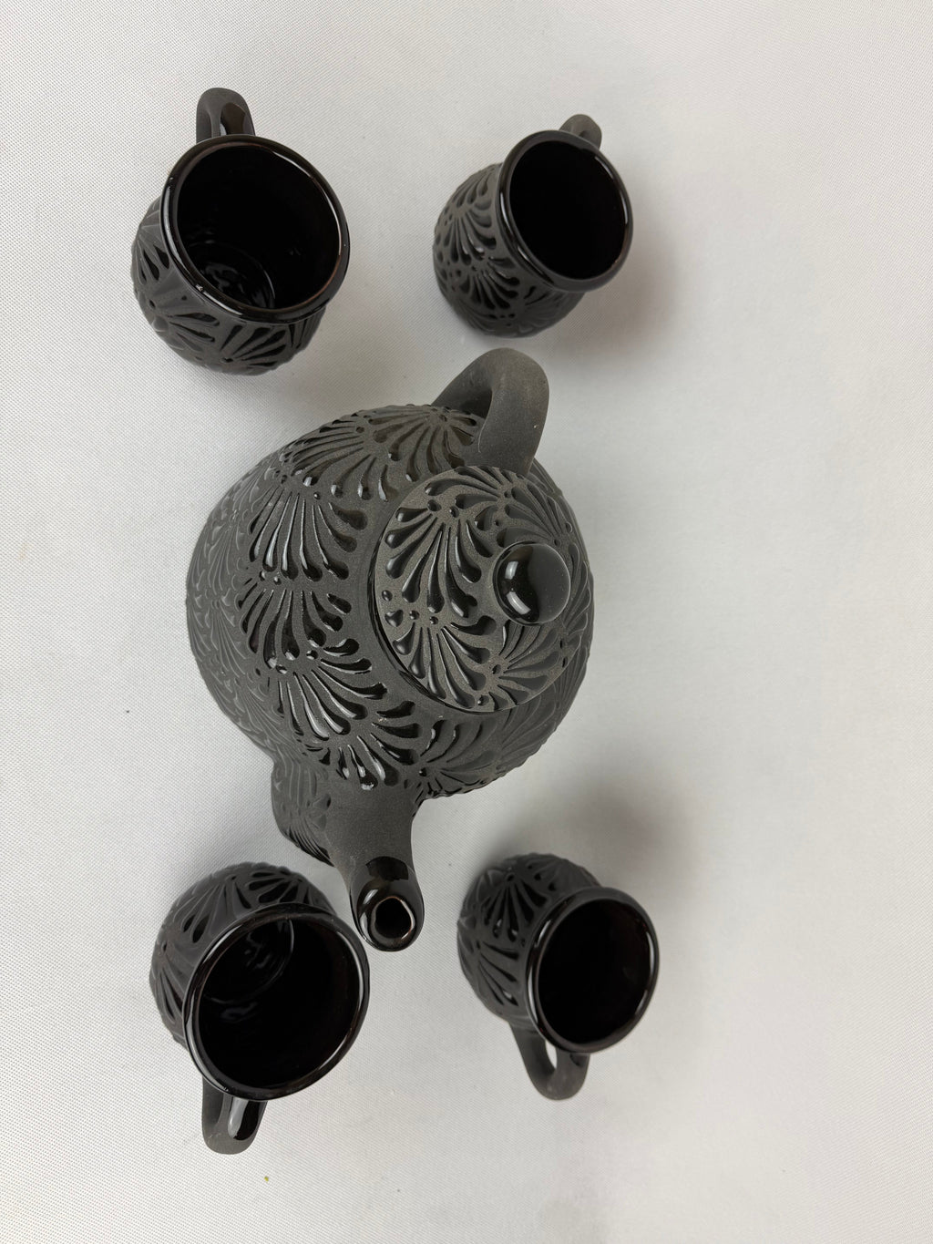 Mexican Black Talavera Style Tea Set Set 6pc - Juego de Te