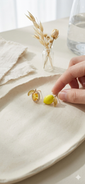 Zesty Lemon Asymmetrical Stud Earrings | Gold-Plated Crystal & Enamel
