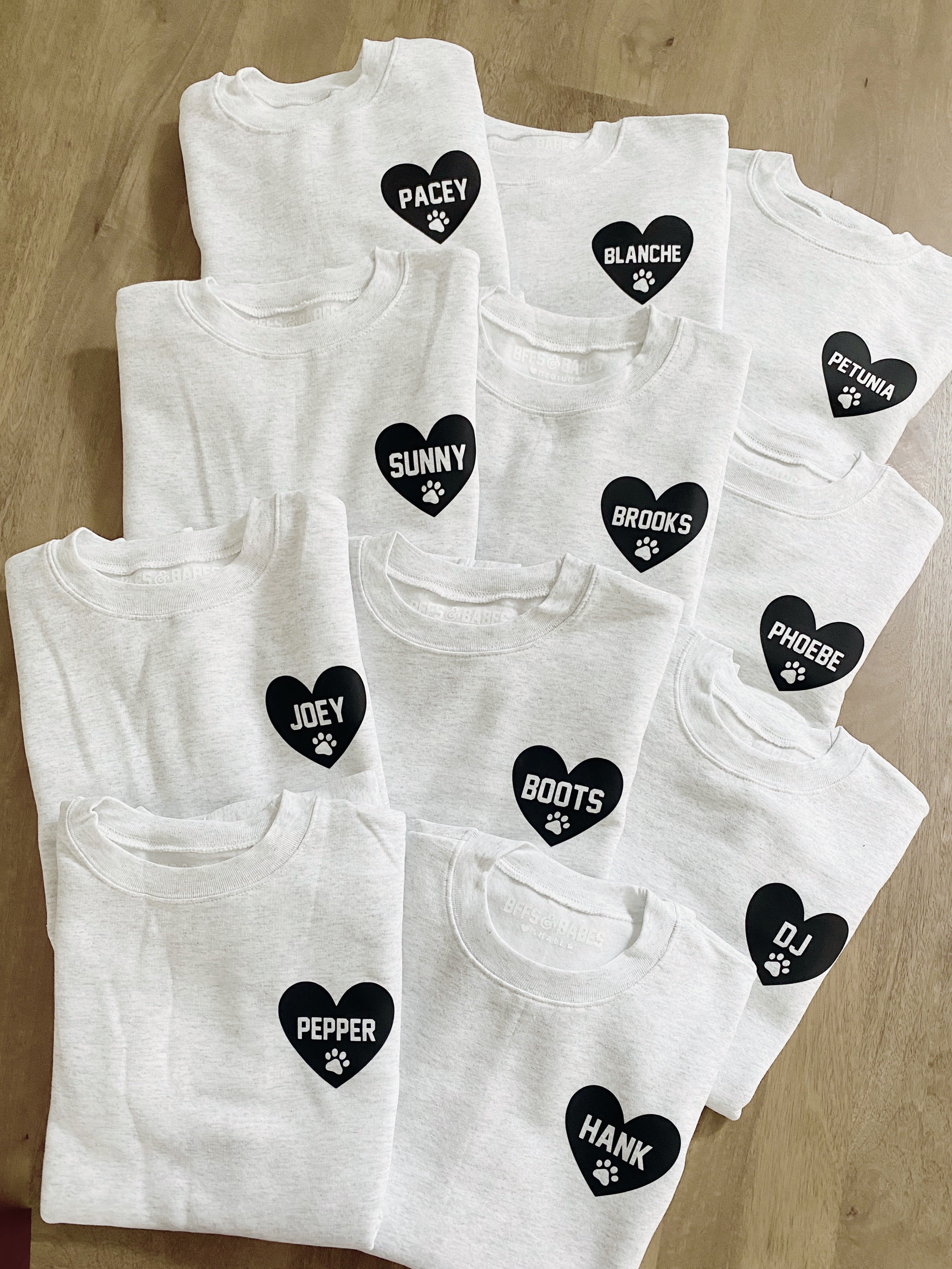 HEART U MOST ♡ gray sweatshirt with personalized heart paw print