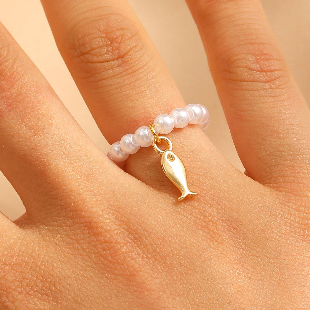 Light Luxury Baroque Pearl Ring with Charms