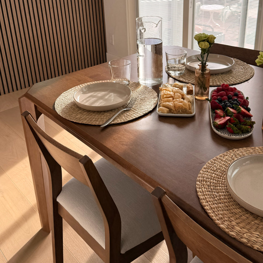 ACTU 59” Solid Wood Mid-Century Modern Dining Table Set for Small Spaces (Seats 4–6)