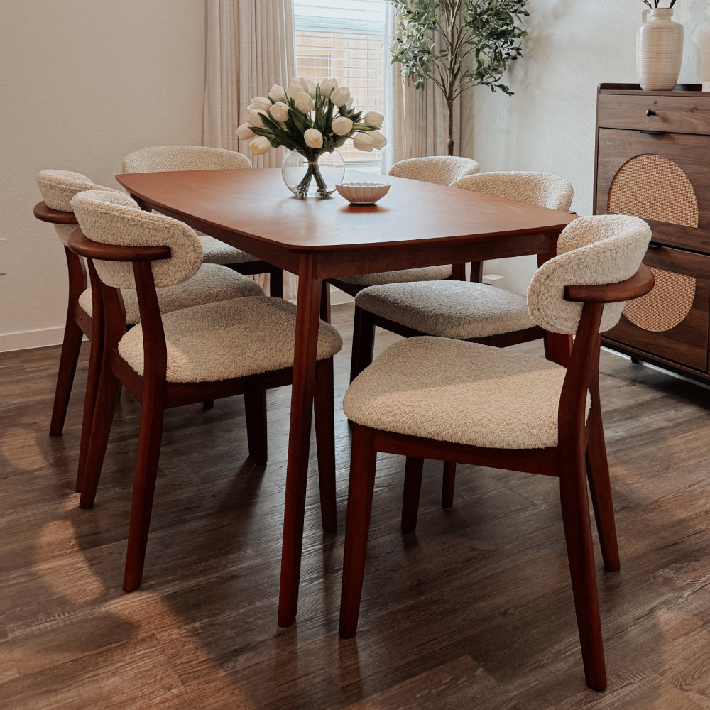 ACTU Scandinavian Dining Table Set with Upholstered Chairs for Small Spaces (Seats 4–6)