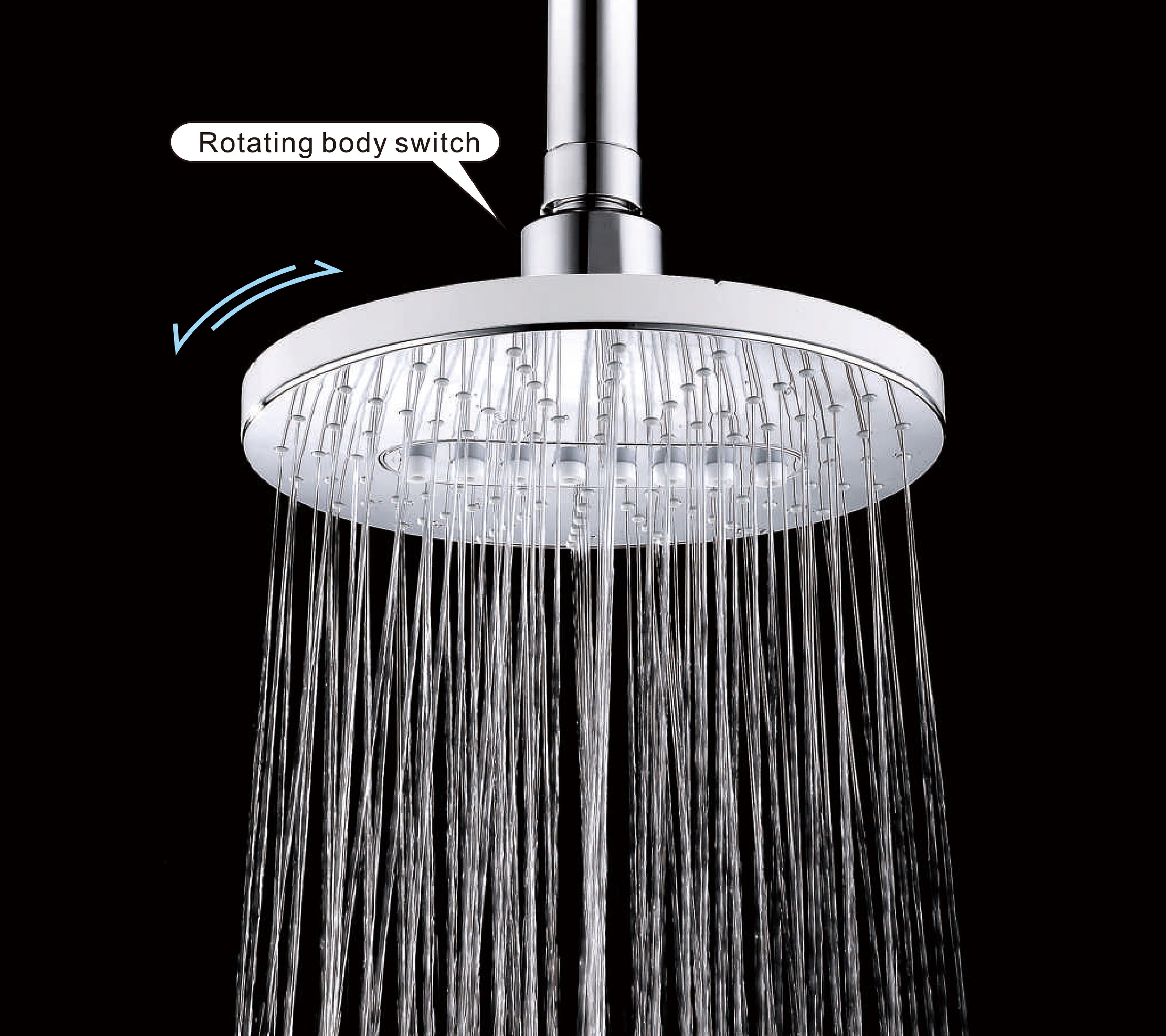 6.3" 2-Spray Rainfall Shower Head with Adjustable Angles