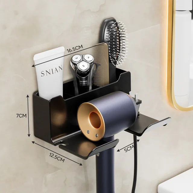 DecorBites™ Hair Dryer Holder and Bathroom Shelves with Storage Box