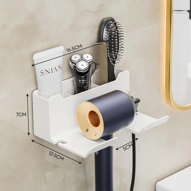 DecorBites™ Hair Dryer Holder and Bathroom Shelves with Storage Box