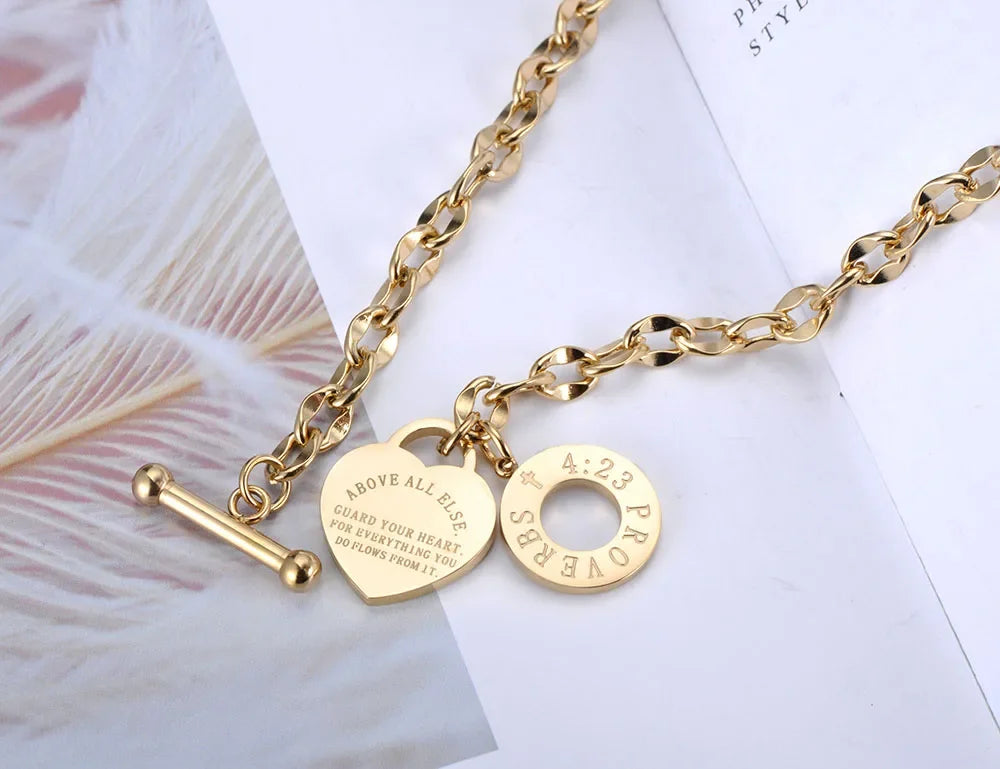 Titanium SS Charm Pendant Necklace