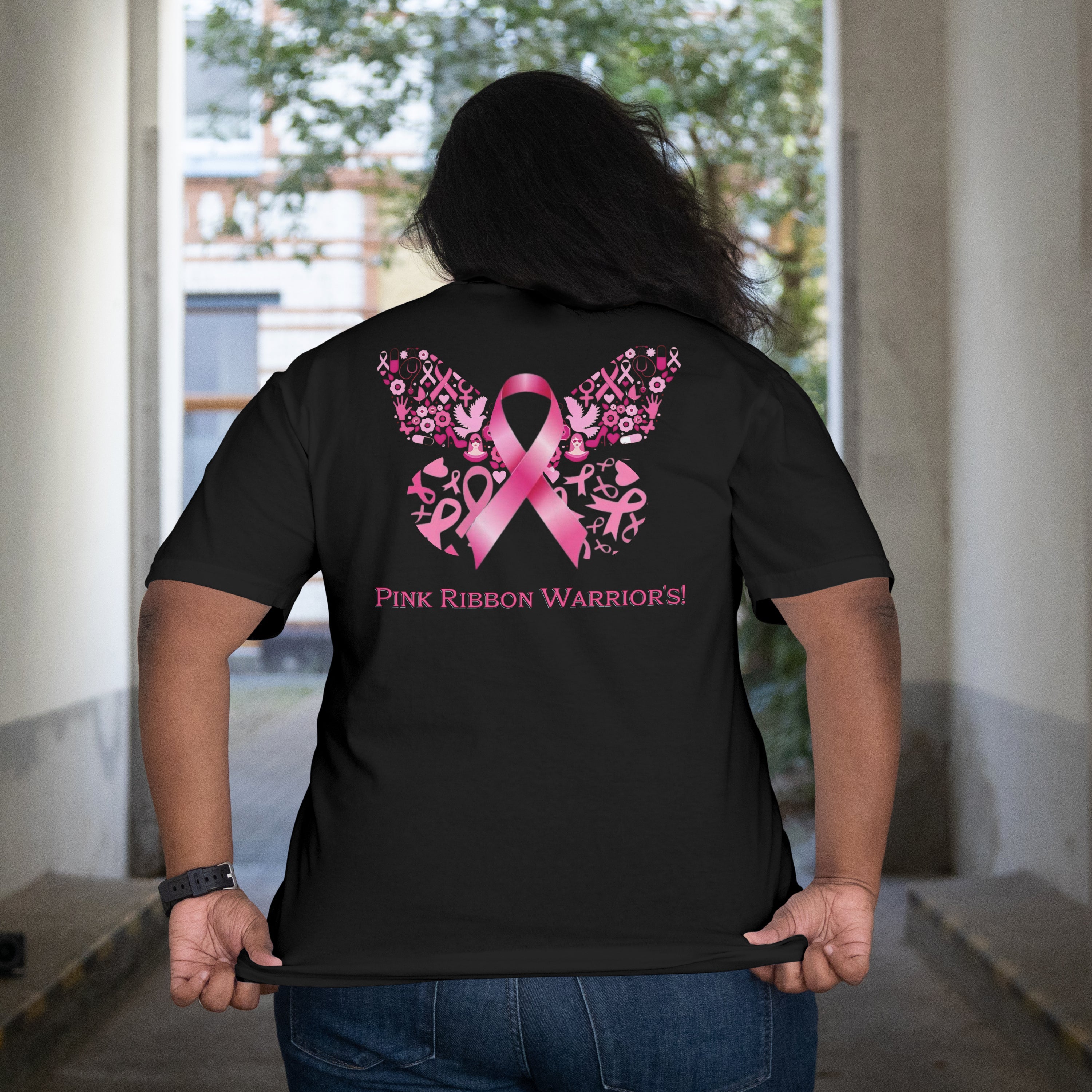 Pink Ribbon Warrior Graphic T-Shirt
