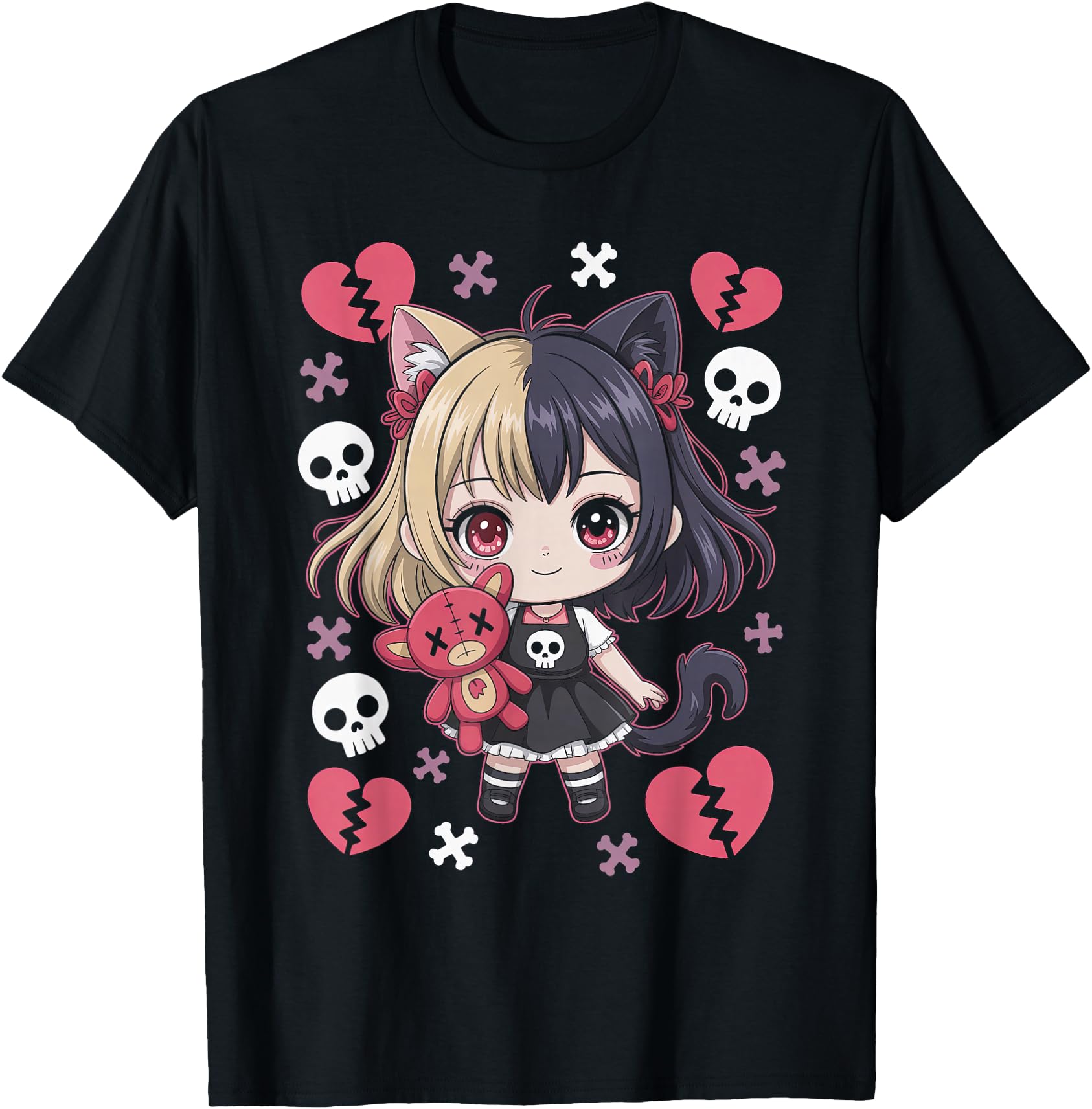Exclusive Goth Emo Teddybear Gothic Chibi T-Shirt - Graphic Print Unisex